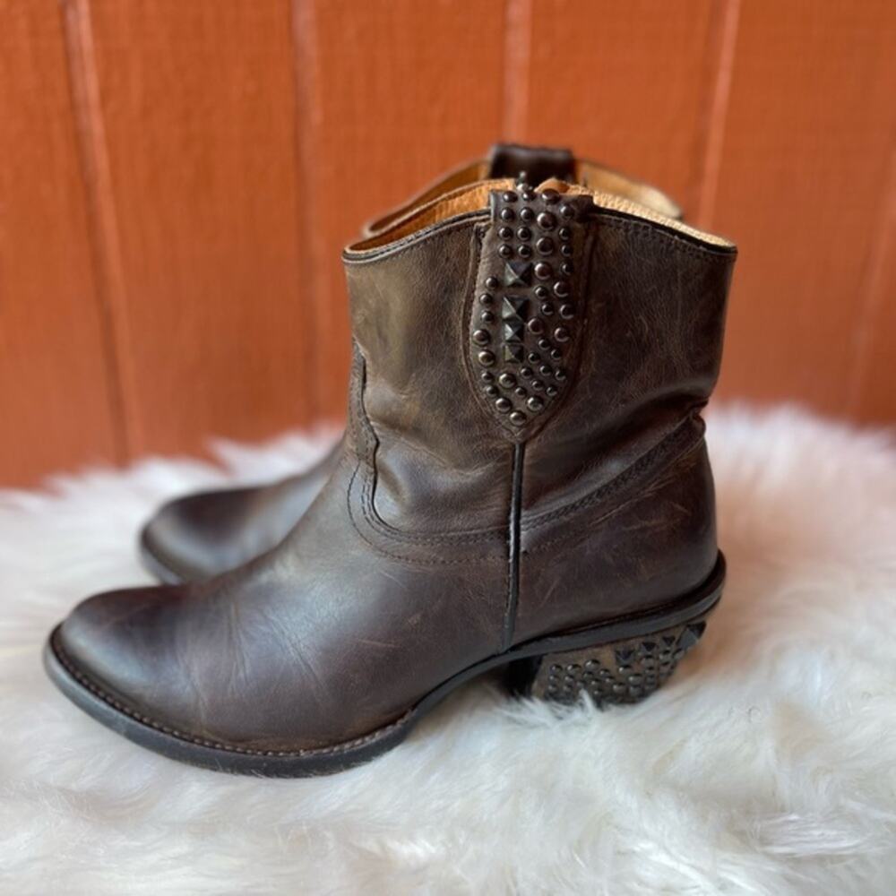 Lucchese 1883 Janis Distressed Leather Studded Heel Boots